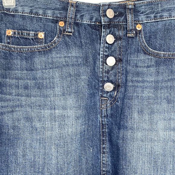Gap Button Fly Womens Skirt Sz 25 Sz 2 Blue Denim Distressed Frayed Cut Off Mini - Picture 3 of 12
